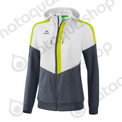VESTE A CAPUCHE TRACKTOP SQUAD - FEMME white/slate grey/bio lime