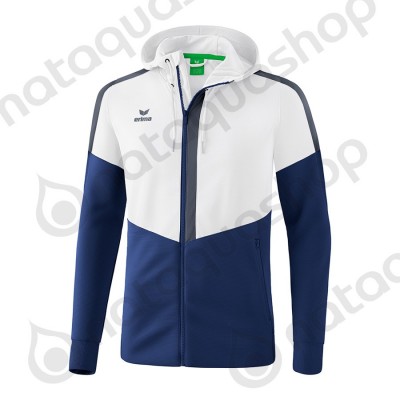 VESTE D'ENTRAINEMENT A CAPUCHE SQUAD - ADULT white/new navy/slate grey