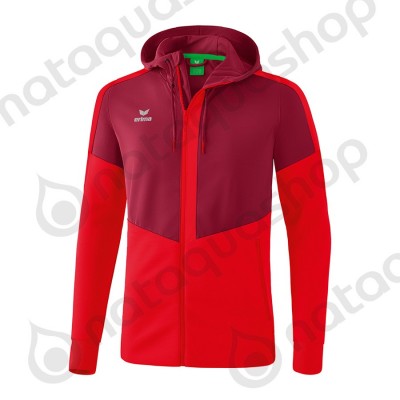 VESTE D'ENTRAINEMENT A CAPUCHE SQUAD - JUNIOR bordeaux/rouge