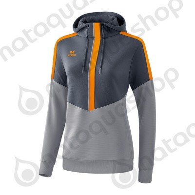 SWEAT A CAPUCHE SQUAD - FEMME slate grey/monument grey/new orange