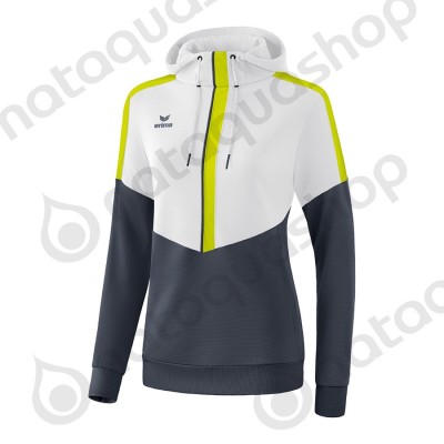 SWEAT A CAPUCHE SQUAD - LADIES white/slate grey/bio lime