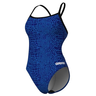 ARENA SNAKESKIN SWIMSUIT CHALLENGE BACK Bleu