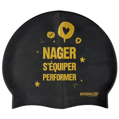 NATAQUASHOP SILICONE CAP - SLOGAN Black/gold