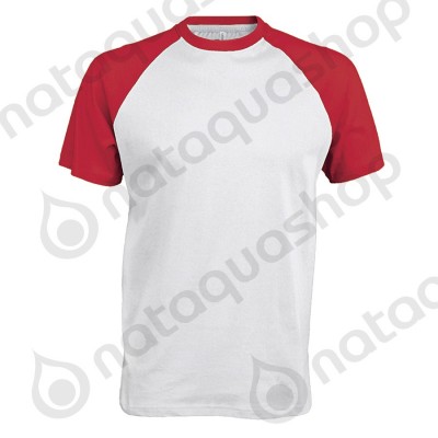 TEE-SHIRT BASE BALL BICOLORE - KB330 WhiteRed