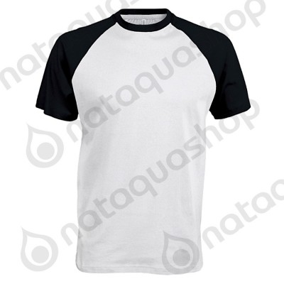 TEE-SHIRT BASE BALL BICOLORE - KB330 Blanc/Noir