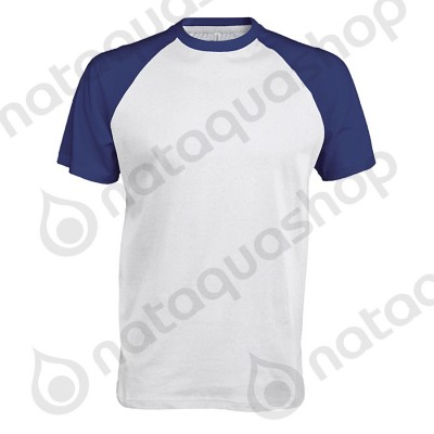 TEE-SHIRT BASE BALL BICOLORE - KB330 white/royal blue