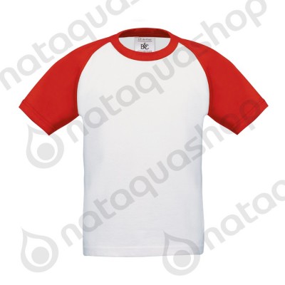 T-SHIRT B111B Blanc/Rouge