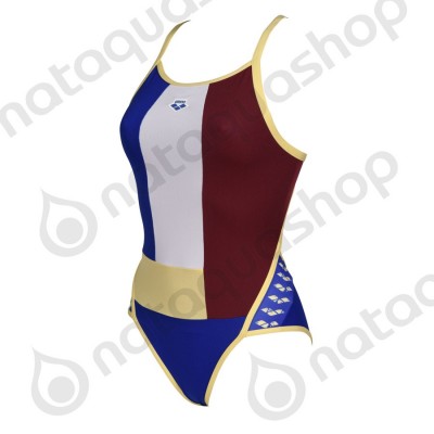 W ARENA ICONS SWIMSUIT SUPER FLY BACK PANEL neon blue/butter/burgundy
