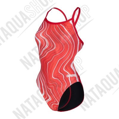 W SWIMSUIT CHALLENGE BACK MARBLED - FEMME Rouge/multi